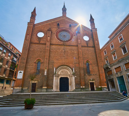 San Francesco Church in Piacenza old town, Italyの写真素材