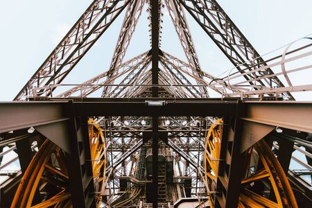 Eiffel tower elevator mechanism in Paris, Franceの写真素材
