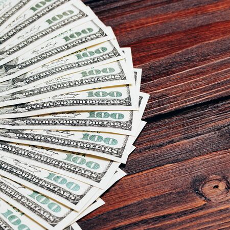 Money in dollars closeup, one hundred dollars banknotesの写真素材