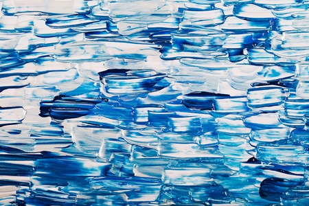 Photo of abstract blue acrylic bright background made with paint strokes. Fragment of artwork.の写真素材