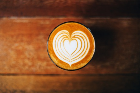 Beautiful latte art flat layの写真素材