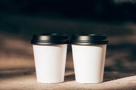 Two cups of coffee to goの写真素材