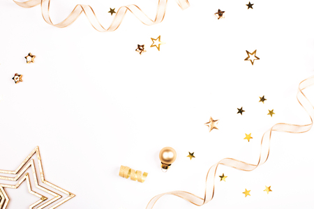 Gold Christmas decorationsの写真素材