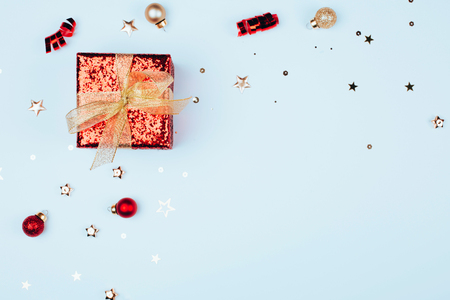 Gold and red Christmas decorationsの写真素材