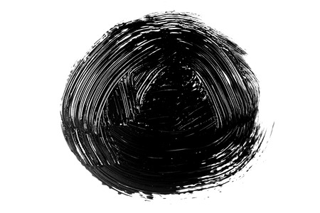 Abstract grunge brush stroke made with slack acrylic paint, isolated on white. Perfect for your design.の写真素材