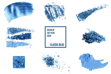 Creative collage with blue color, ispired by color of the year 2020.の写真素材