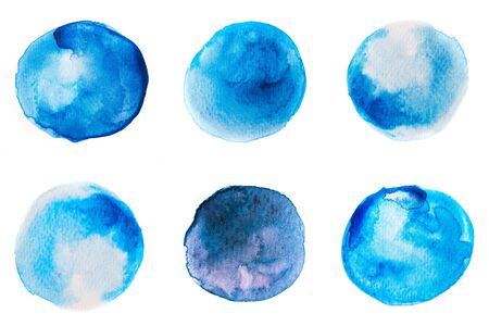 Beautiful blue watercolor circles, isolated on white. Perfect for your design.