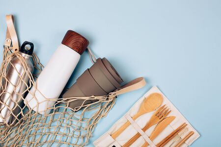Group of zero waste products. Flat lay style.の写真素材