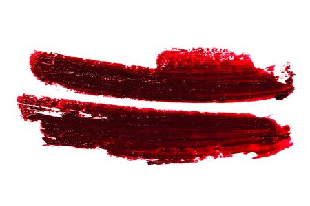 Smear of red lipstick. Cosmetics concept. Element isolated on white.の写真素材