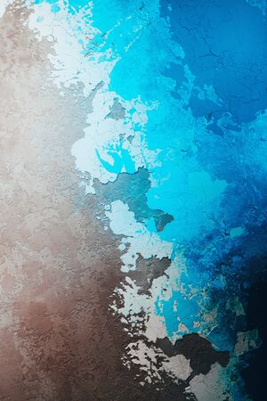 Wall with decorative plaster resembling picture of the sea. Abstract background.の写真素材