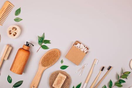 Zero waste self-care products. Flat lay style.の写真素材