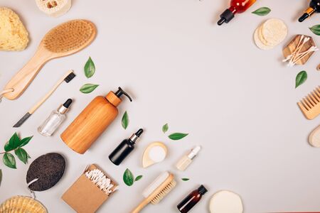 Zero waste self-care products. Flat lay style.の写真素材