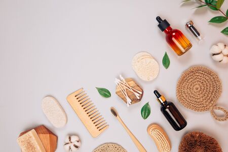 Zero waste self-care products. Flat lay style.の写真素材