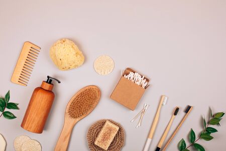 Zero waste self-care products. Flat lay style.の写真素材