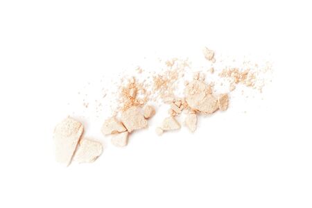 Brown crushed eyeshadows with shimmer. Cosmetics concept. Flat lay style.の写真素材