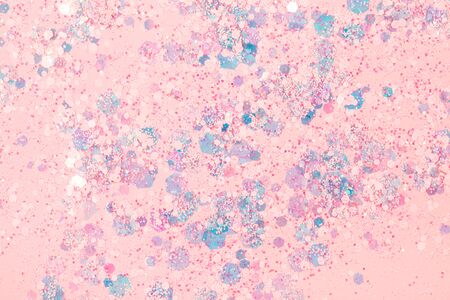 Falling confetti on bright background. Holiday and party concept.の写真素材