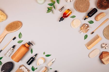 Zero waste self-care products. Flat lay style.の写真素材