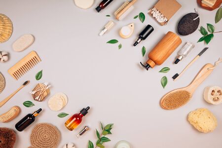 Zero waste self-care products. Flat lay style.の写真素材