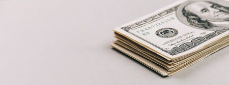 Money in dollars closeup, one hundred dollars banknotesの写真素材