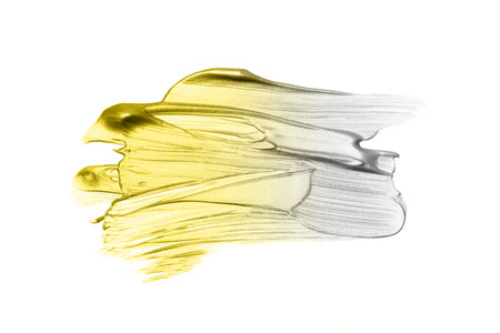 Demonstrating trendy colors 2021 - Gray and Yellow. . Smear of cosmeticsの写真素材