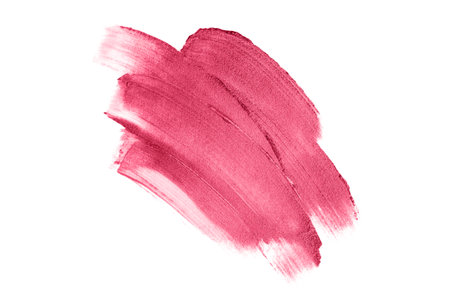 Beautiful textured red melallic strokes isolated on white background. Demonstrating Viva Magenta - trendy color of the year 2023の写真素材