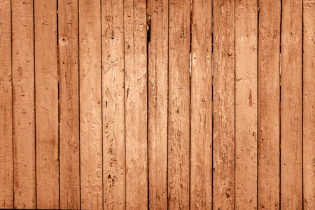 Texture of old wooden planks with peeling paint. Demonstrating color of 2024 year - peach.の写真素材