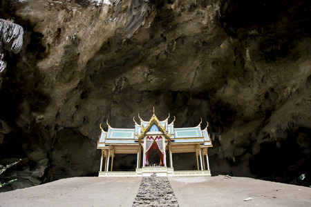 Phraya Nakhon Cave , Prachuap Khiri Khan Province, Thailand - May 6, 2013   Vertical Picture with stairs and cave in background のeditorial素材