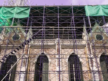 AYUTTHAYA THAILAND Oct 23 2014 : Repair the church of Wat Niwet Thammaprawatのeditorial素材