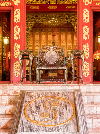 Ayutthaya Thailand  Oct  23 2014 : Main gate of Phra Thinang Wehart Chamrun where King Chulalongkorn aim to built on 1889 at Bang PaIn palace on April 192014 in AyutthayaThailandのeditorial素材
