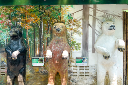 luang prabang, Laos - April 23, 2019 : three stone bear with signageのeditorial素材