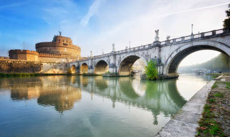 Castel Sant'Angelo and Ponte Sant'Angelo on the Tiber River in Rome, Italy ..のeditorial素材