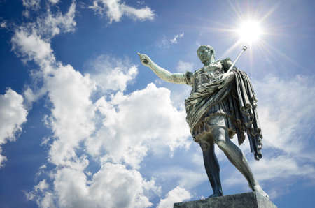 Bronze statue of Emperor Augustus, Gaius Iulius Caesar Octavianus Augustus, Rome, Italy, Europe.のeditorial素材