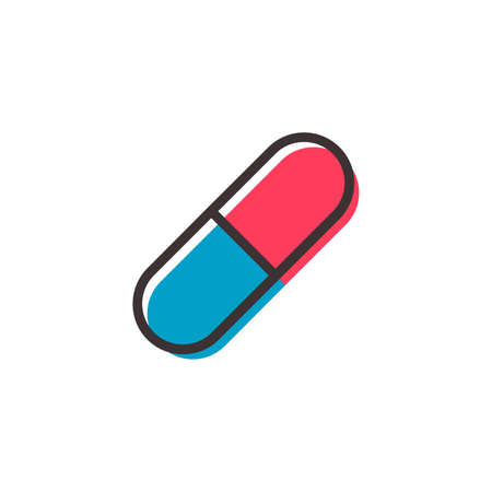 pill flat outline icon on transparent backgroundのイラスト素材