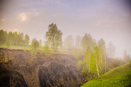 dense fog in the morning. early morning.の写真素材