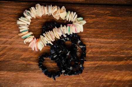 Jewelry for women's beauty. wooden board.