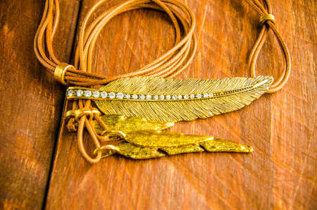 Jewelry for women's beauty. wooden board.の写真素材