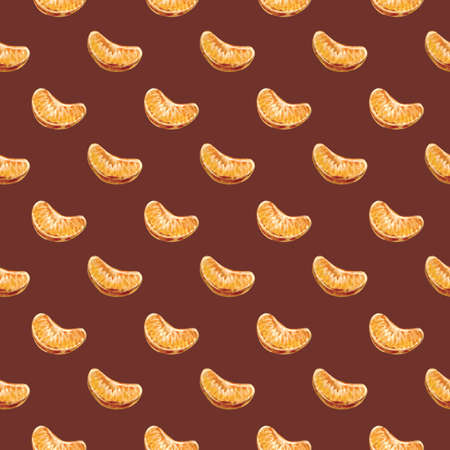 Seamless pattern with tangerines. Bright fruit collection of hand drawn illustrations. Can be used...