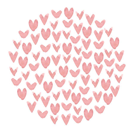 Watercolor illustration of hearts isolated on white background. Valentine's Day collection of hand...