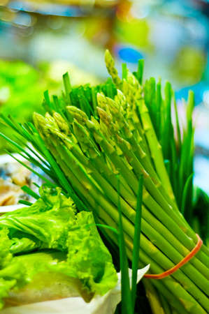 Green fresh asparagus. Shallow DOF.の写真素材