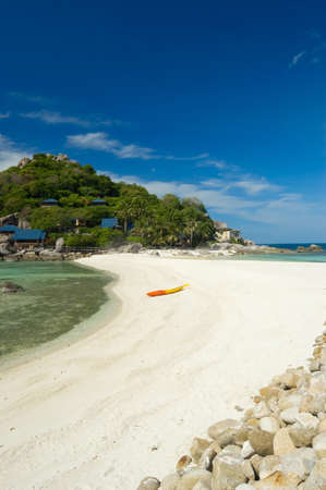 Beautiful tropical beach with plants.の写真素材