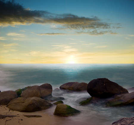 beautiful sunset in tropical sea.の写真素材