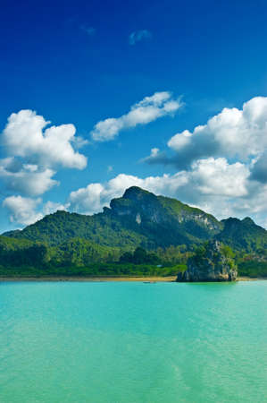 Beautiful tropical seascape with cloudy sky.の写真素材