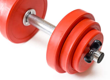 red dumbbell on white backgroundの写真素材