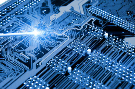 blue circuit board. high technolgy abstractの写真素材