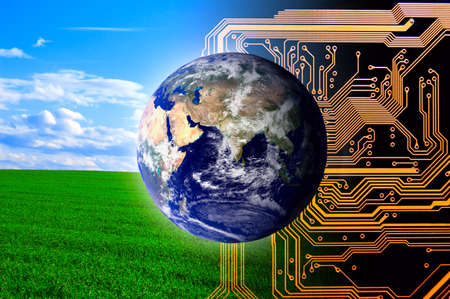 Nature and technology. Concept of future. の写真素材