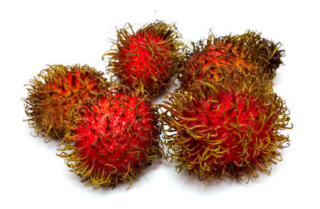 Red rambutan isolated on white.の写真素材