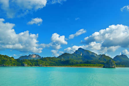 Beautiful tropical seascape with cloudy sky.の写真素材