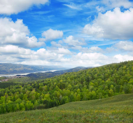 Beautiful summer landscape with cloudy sky.の写真素材