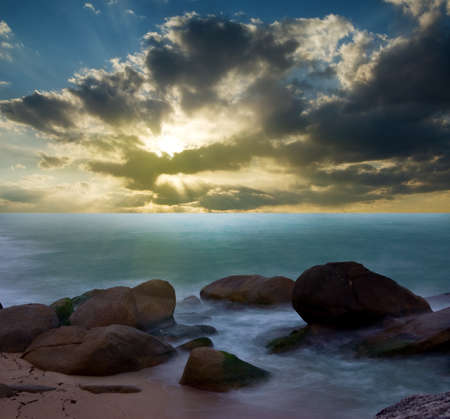 beautiful sunset in tropical sea.の写真素材