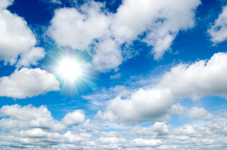 beautiful sky with clouds and sunの写真素材